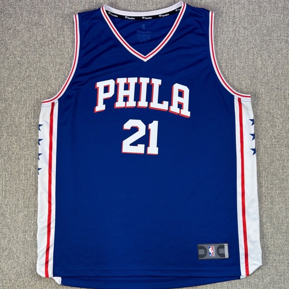 Fanatics‎ Joel Embiid 21 Philadelphia 76ers NBA Basketball Jersey Blue Mens XL
